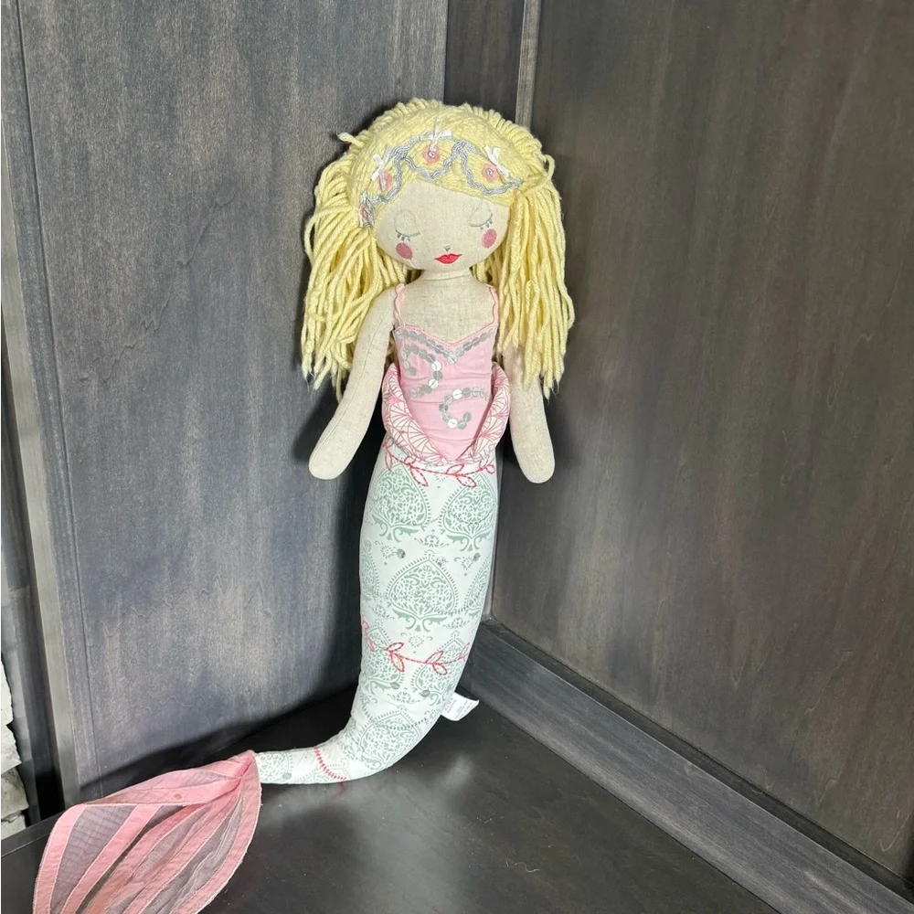 24 in Pottery Barn Mermaid Doll with Pink and Blonde Details